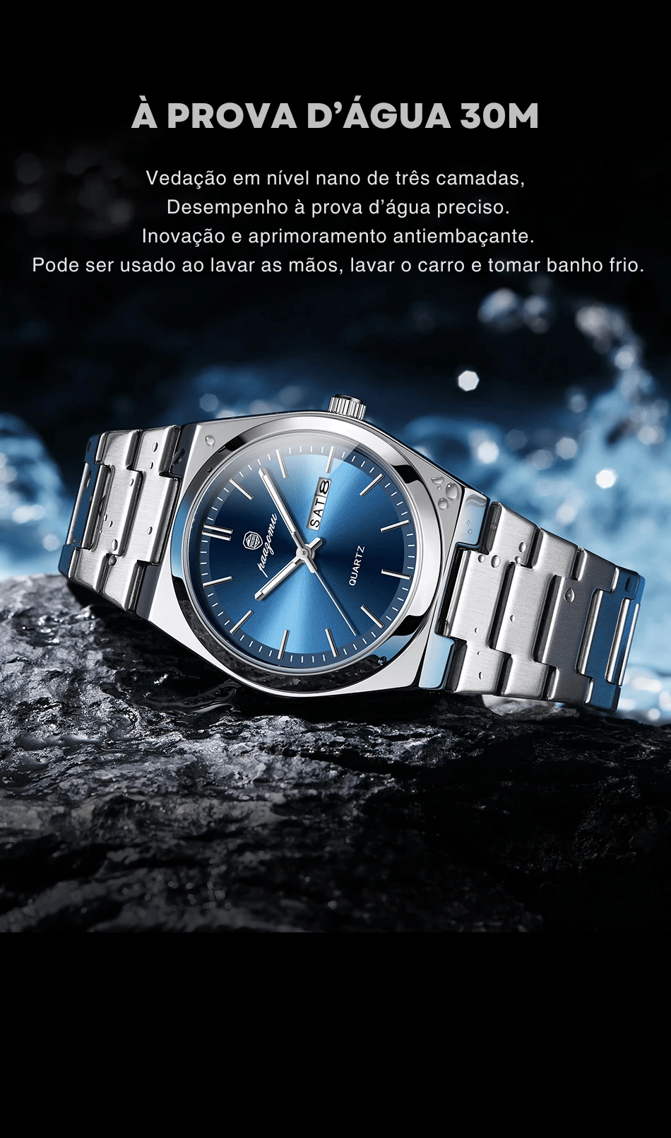 PENGAGAR Relógio Masculino de Luxo Data Semana Relógio Luminoso À Prova D 'Água